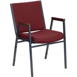 HERCULES Series Heavy Duty Burgundy Patterned Fabric Stack Chair with Arms