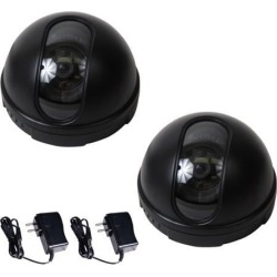 VideoSecu 2 Pack Dome Indoor Video 1/3 inch CCD Security Camera 3.6mm Wide Angle View with 2 Power Supply for CCTV DVR Home Surveillance System AH2