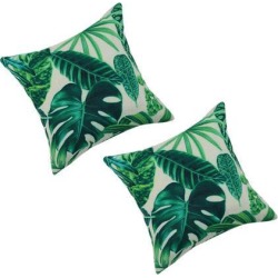 Pack of 2,Green Leaves Throw Pillow Cover, Pattern Cushion Cover Cotton Plant Pillow Case Square Pillow Protectors Home Decorative for.