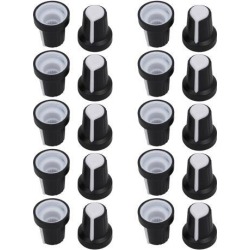 20Pcs 14.6mm x 17mm Plastic Potentiometer Volume Control Rotary Knob Cap White