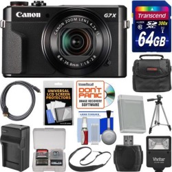 Canon PowerShot G7 X Mark II Wi-Fi Digital Camera with 64GB Card + Case + Flash + Battery & Charger + Tripod + Strap + Kit