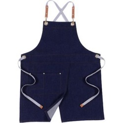 Denim Apron Adjustable Jean Kitchen Apron with Pocket Denim Blue