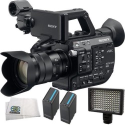 Sony PXW-FS5 XDCAM Super 35 Camera System with Zoom Lens 4PC Accessory Kit. Includes 2 Replacement BPU90 Batteries + 160 LED Video Light + Microfiber