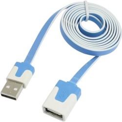 Unique Bargains Blue White 1M USB A Male to Female F/M Connector Flat Extension Cable