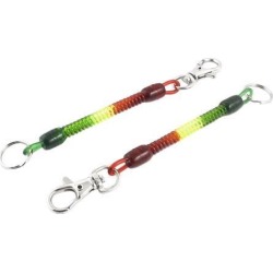 Unique Bargains 2 Pcs Plastic 6' Length Swivel Clips Coiled Strap Lanyard Keyring Tricolor