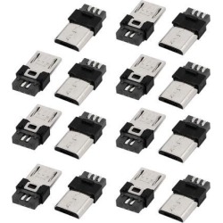 DIY Mini USB 5 Terminal Type Male Connector Silver Tone 15pcs