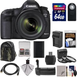 Canon EOS 5D Mark III Digital SLR Camera with EF 24-70mm f/4.0L IS USM Lens & 64GB Card + Backpack + Grip + Battery & Charger + HDMI Cable + 3.