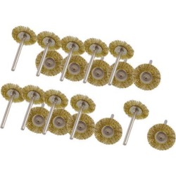 Unique Bargains T Shaped Metal Shank Brass Tone Steel Wire Polishing Brush Wheel 20pcs