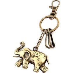 Unique BargainsWallet Metal Elephant Shaped Ornament Lobster Clasp Ring Keychain Bronze Tone