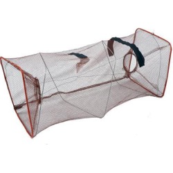 Unique Bargains 0.12' x 0.12' Nylon Metal Square Portable Fishing Landing Net Fish Angler Mesh Keepnet Shrimp Brown