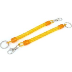 2 Pcs Lobster Clasp Sprial Spring Coil Cord Keychain Strap Key Holder Yellow