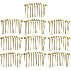 10pcs DIY Blank Metal Hair Clips Side Comb 12 Teeth Hair Accessories Gold