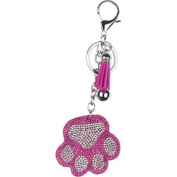 Rhinestone Crystal Charm Key Chain Set Lobster Clasp Split KeyRing Bear paw