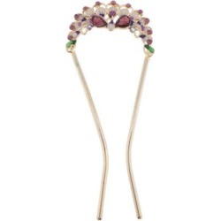 Metal Rhinestone Hairpin Double Prong Hair Fork Hair Clip Comb Purple
