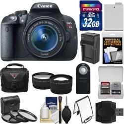 Canon EOS Rebel T5i Digital SLR Camera & EF-S 18-55mm IS STM Lens with 32GB Card + Case + Battery/Charger + Tele/Wide Lenses + 3 Filters Kit