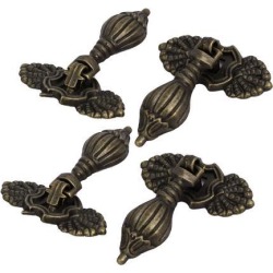 Retro Style Jewelry Wooden Box Drawer Pull Handle Bronze Tone 4pcs