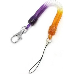 Unique Bargains Purple Clear Yellow Plastic Coil Metal Ring Keychain Keyring Rope 9.1' Length