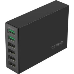 ORICO QC2.0 6 Port Desktop USB Charger for Smartphones and Tablets-Black (QSL-6U)