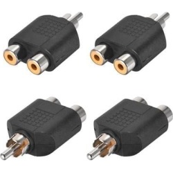 RCA Male to 2 RCA Female Connector Stereo Audio Video Cable Adapter Splitter 4Pcs