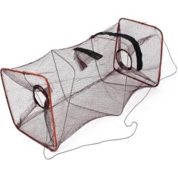 Unique Bargains 17.7' x 8.3' Nylon Metal Portable Fishing Landing Net Fish Angler Mesh Keepnet Crawfish Shrimp Brown