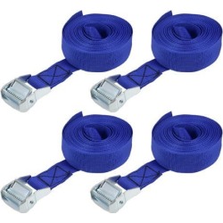 5.5Mx38mm Lashing Strap Cargo Tie Down Straps w Cam Lock Buckle 500Kg Work Load, Blue, 4Pcs