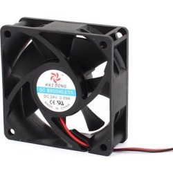 DC 24V 0.09A70mmx70mmx25mm PC CPU Computer Cooling Fan w Metal Finger Guard