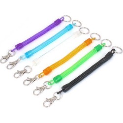 Unique Bargains 6pcs Multicolor Plastic Sprial Coil Keychain Strap Key Holder 21cm Length