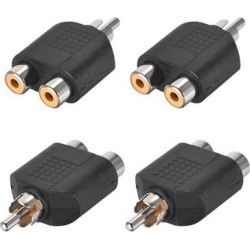 RCA Male to 2 RCA Female Connector Stereo Audio Video Cable Adapter Splitter 4Pcs