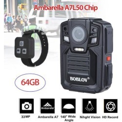 Boblov HD 1296P IR Night Vision Police Camera Body Video Camera DVR 64GB+Remote Control