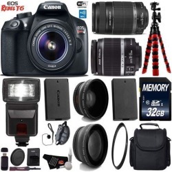 Canon EOS Rebel T6 DSLR Camera 18-55mm Lens & 55-250mm II Lens Deluxe Kit