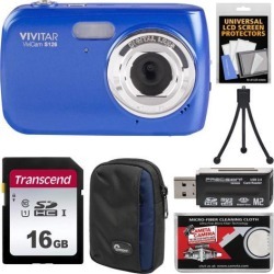 Vivitar ViviCam S126 Blue Digital Camera + 16GB Card & Case Kit