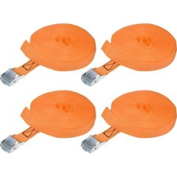 12M x 25mm Lashing Strap Cargo Tie Down Straps w Cam Lock Buckle 250Kg Work Load, Orange, 4 Pcs