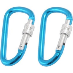 Unique Bargains Unique Bargains 2 Pcs Hiking D Shaped Blue Aluminum Alloy Locking Carabiners Zcznf