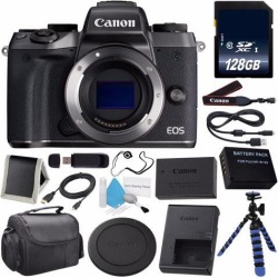 Canon EOS M5 Mirrorless Digital Camera 1279C001AA (International Model) + LP-E17 Replacement Lithium Ion Battery + 128GB SDXC Class 10 Memory Card +