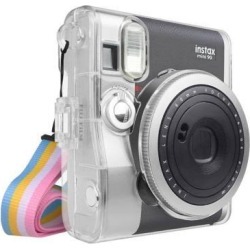 For Fujifilm Instax Mini 90 Camera Case Crystal Hard PVC Cover Adjustable Strap