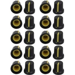 20Pcs 14.7mm x 14.5mm Plastic Potentiometer Volume Control Rotary Knob Cap Yellow