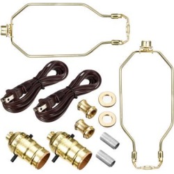 Make A Lamp Kit Bright Brass Finish US Plug 2Set for DIY Lamp Design or Repair