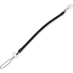 Metal Lobster Clasp Retracting Coiled Lanyard Keyring Key Holder Black 26cm