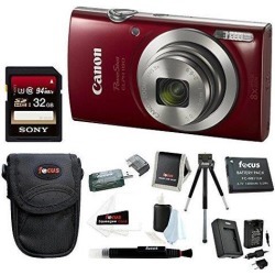 Canon PowerShot ELPH 180 Digital Camera (Red) with 32GB Accessory Bundle