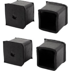 4 Pcs Black Plastic Square Shaped Table Chair Leg Covers Protectors
