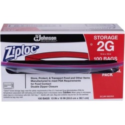 Ziploc Storage Bag, 2 Gallon, 100 ct 100 Count