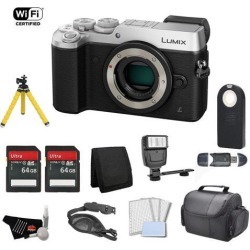 Panasonic Lumix Mirrorless Micro Four Thirds Digital Camera (Body Only, Silver) Bundle with 2x 64GB Memory Cards + Carrying Case + More