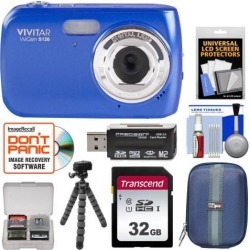 Vivitar ViviCam S126 Digital Camera (Blue) with 32GB Card + Hard Case + Flex Tripod + Reader + Kit