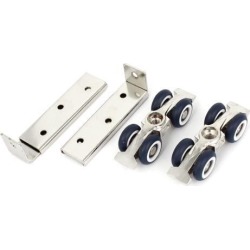 Unique Bargains Pair 2.2cm Diameter 4 Plastic Wheel Glide Door Roller for Closet Furnitures