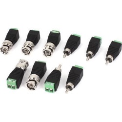 Unique Bargains 5 Pairs RCA Male to BNC Male Plug Video Balun Connector for CCTV Camera
