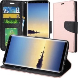 Trendy Wallet Flip Credit Card Case With Stand - Rose Gold