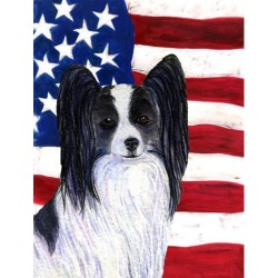 Carolines Treasures SS4032GF 11 x 15 in. USA American Flag with Papillon Garden Size Flag