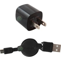 USB Micro Retract Cable Cord+Wall Charger Adapter Mini for Android Cell Phone