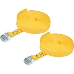 10M x 25mm Lashing Strap Cargo Tie Down Straps w Cam Lock Buckle 250Kg Work Load, Yellow, 2Pcs