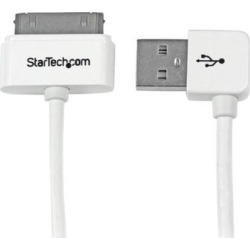 StarTech.com USB2ADC1MUR White Apple 30-pin Dock Connector to Right Angle USB Cable for iPhone / iPod / iPad with Stepped Connector